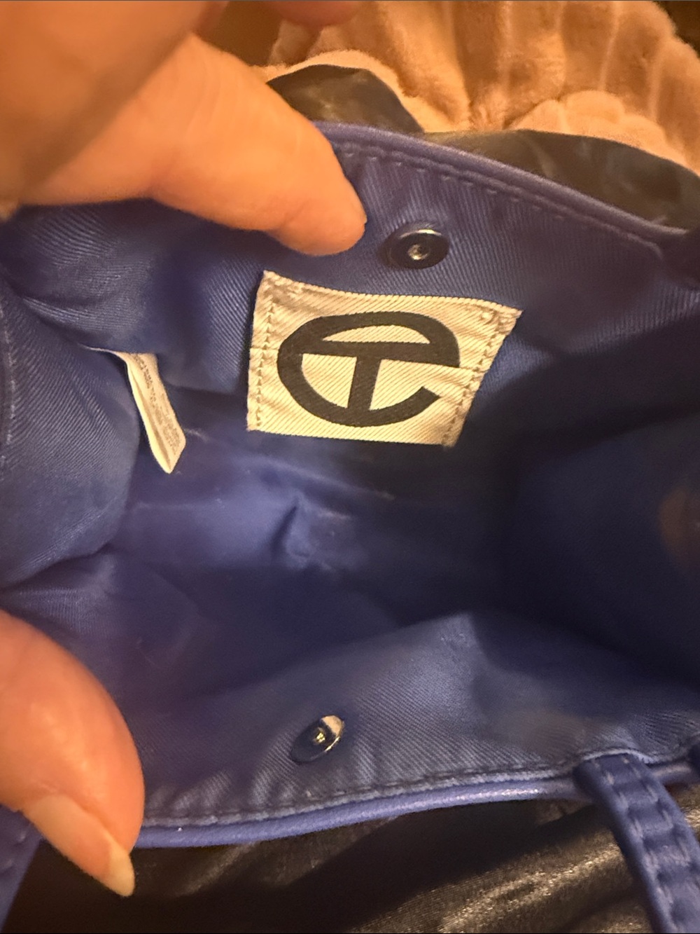 Telfar - Vegan Leather Small Handbag - Blue With Logo on Front - Picture 5 of 5